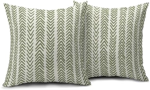 Sage Green Herringbone Pillow Covers 22x22 Inch Set of 2 Navy White