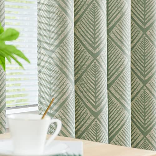 jinchan Sage Green Blackout Curtains Geometric Grommet 63 inch 2