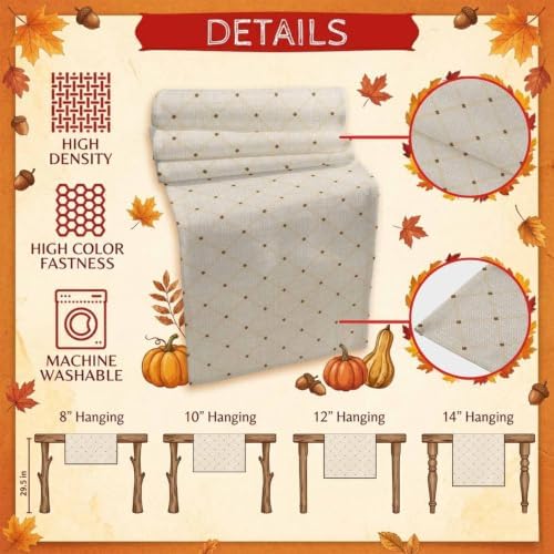 Beige Rhombus Table Runner 72 Inch Long Dresser Scarves Linen