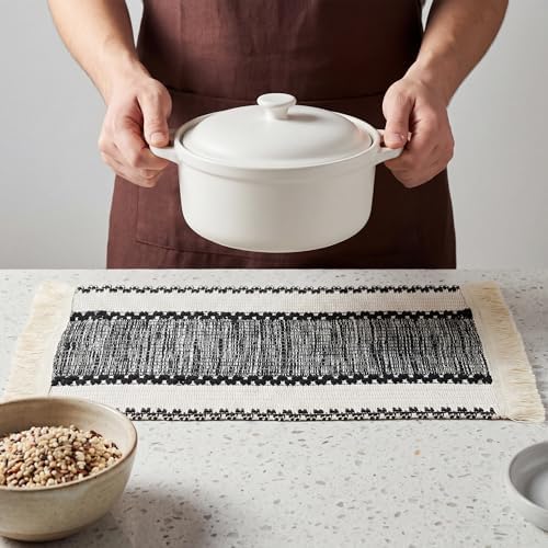 Farmhouse Wipeable Cotton Linen Placemats Set of 6 Dining Table Decor