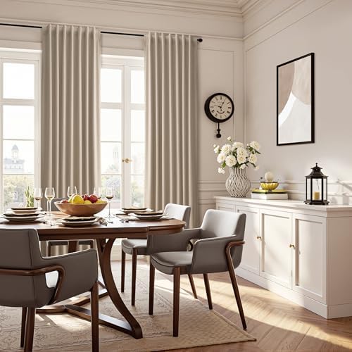 Guken 100% Blackout Linen Ceiling to Floor Curtains 96 Inches Long