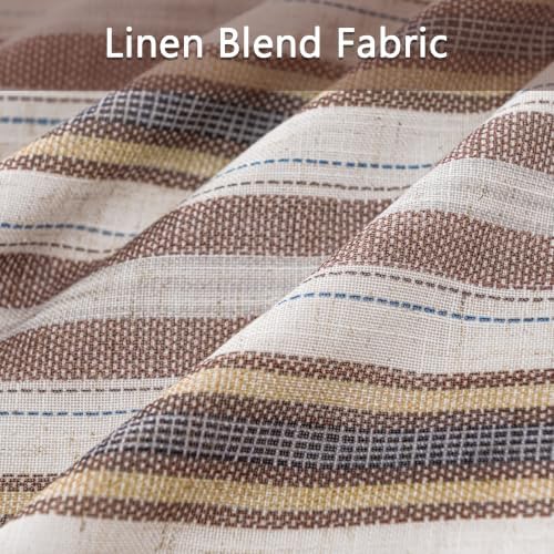 MYSKY HOME 100% Blackout Striped Linen Curtains 96 Inch Long 2 Panels