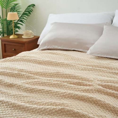 Chunky Chenille Knit Throw Blanket for Couch 50"x60"