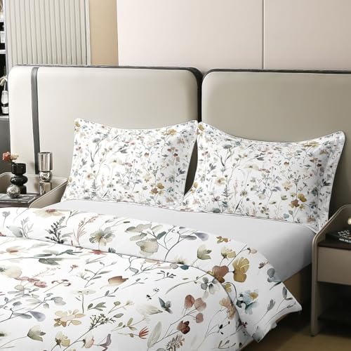 Erosebridal Boho Duvet Cover Set Watercolor Floral 100% Cotton