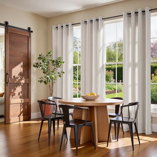 Vangao Linen Curtains for Living Room, Taupe Grey Curtains 96L, 2