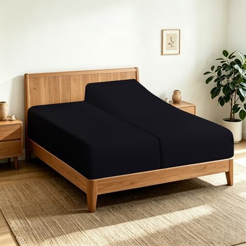 2 Pack Twin XL Fitted Sheets, 100% Egyptian Cotton, Black