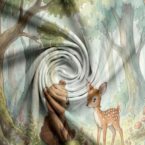 Sage Green Watercolor Animal Forest Duvet Cover Set for Women Girls