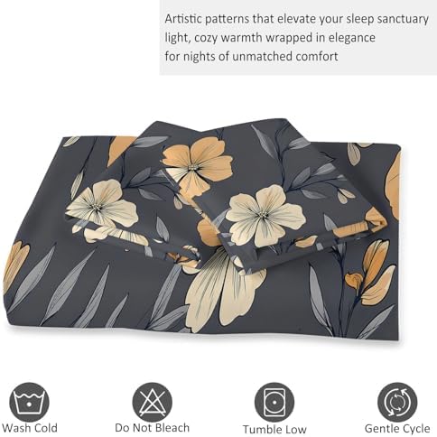 Grey Duvet Cover Set King Size, 3-Piece Reversible Bedding Set