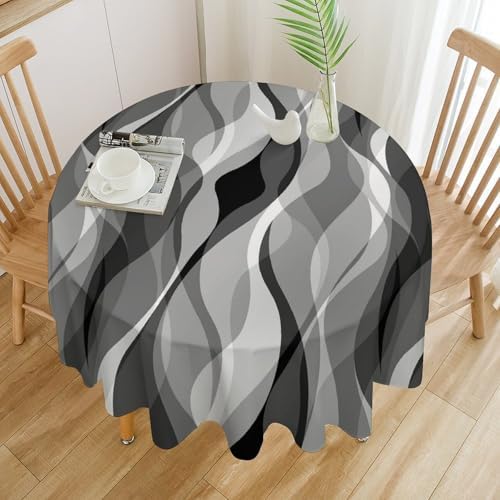 Grey Tablecloth Modern Abstract Black and Grey Striped Print Pattern