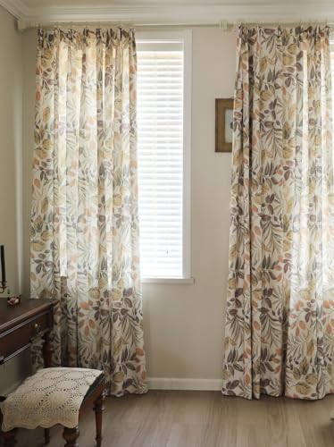 Cream Beige Linen Semi Blackout Window Curtain Panels Drapes for