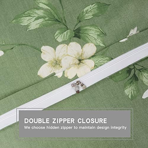 Helthep Vintage Sage Green Floral King Size 3pcs 100% Cotton Duvet
