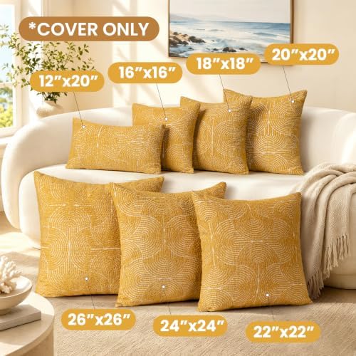 AELS Boho Decorative Textured Throw Pillow Covers 20x20, Organic