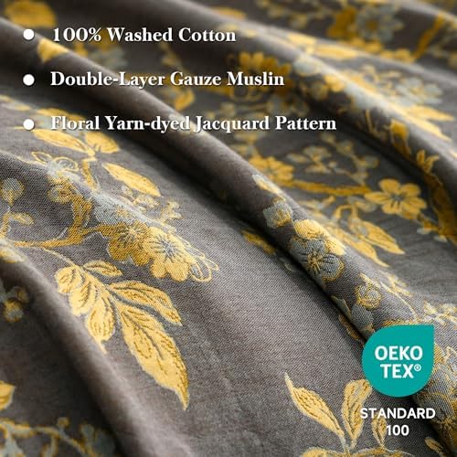 Simple&Opulence Muslin Duvet Cover Set Queen Size, 100% Washed Cotton