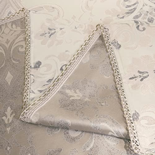 Loom and Mill Jacquard Rectangle Tablecloth 52 x 70 Inches, Light