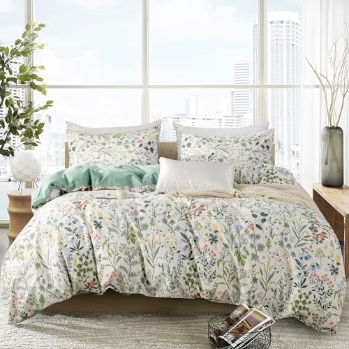 Duvet Cover Queen Size Floral 100% Brushed Microfiber 3 Pieces Fresh
