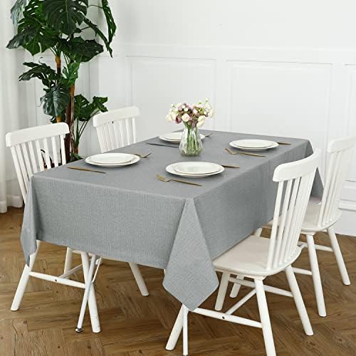 Romanstile Waterproof Vinyl Tablecloth Rectangle, 60 x 120 Inch, Light