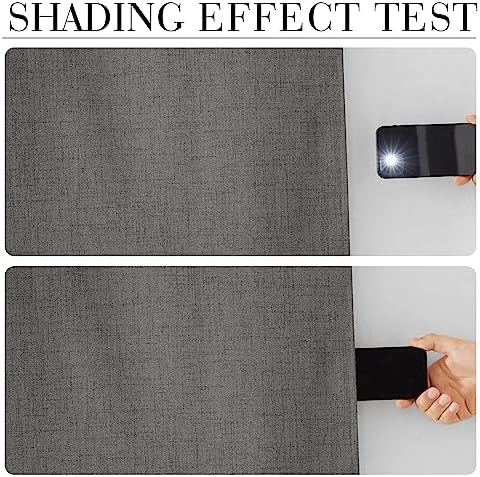 RYB HOME Grey Linen 100% Blackout Curtains 120 Inch Long for Living