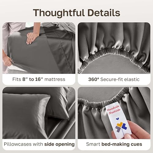 California Design Den 100% Cotton Sateen King Sheets Deep Pocket Set