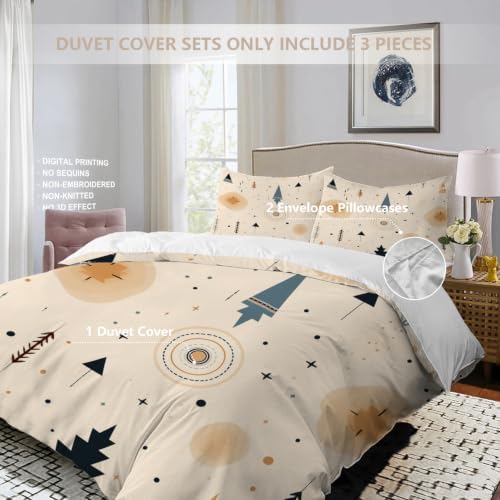 Geometric Shapes Duvet Cover Set King Size, 3 Pieces Bohemian Themed