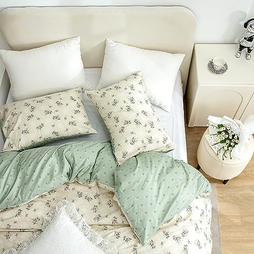 Jane yre Floral Duvet Cover Queen, Brushed Microfiber 3 Pieces Floral