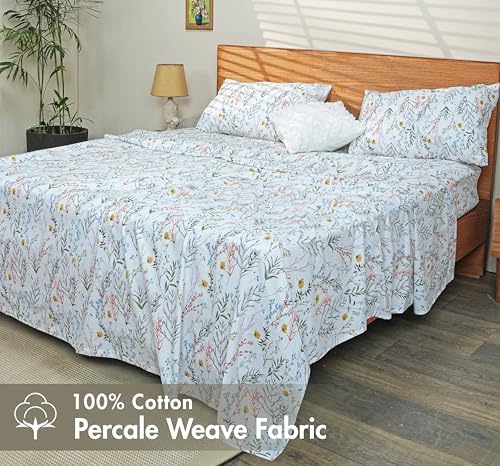 RUVANTI 100% Cotton Twin Sheets, Percale Weave Twin Sheet Set, Aroma