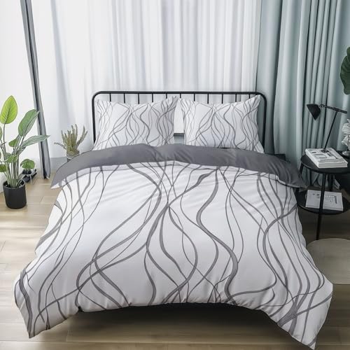 Duvet Cover Microfiber 3 Pieces Bedding Set, Abstract Style Smooth