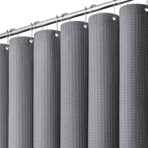 Dynamene Extra Long Waffle Shower Curtain 256 GSM Fabric 72"x84"