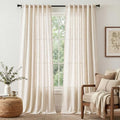 jinchan Linen Curtains Light Filtering Back Tab 50x96 Inch 2 Panels