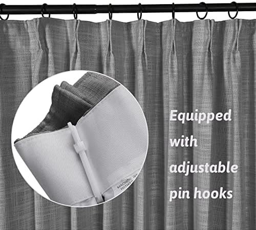 Drapifytex Gray Texture Curtains for Living Room and Bedroom Pinch