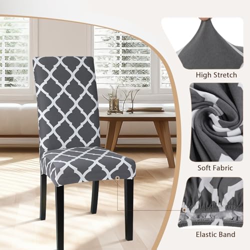 SearchI Dining Room Chair Covers Set of 6, Stretch Spandex Kitchen