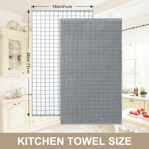 Homaxy Large Premium Cotton Kitchen Towels 16"x 28", 4 Pack, Grey