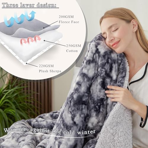 CHOSHOME Thick & Warm Sherpa Fleece Blanket Cal King for Winter Bed