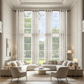 Extra Long Linen Curtains Light Filtering 100Wx120L Sand Beige 2 Panel