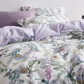 Floral Garden Style Duvet Cover Set Watercolor Purple Bedding Set