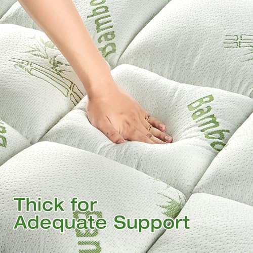 Mattress Topper Queen Size Viscose Derived from Bamboo, Thick Soft