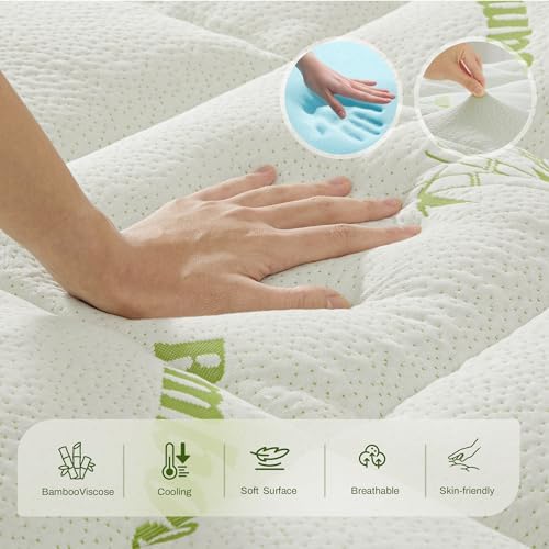 GRUSIGN Queen Memory Foam Mattress Topper, 4 Inch Dual Layer Gel Foam