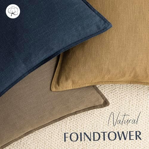 Foindtower Linen Solid Decorative Throw Pillow Covers 20x20 Honey