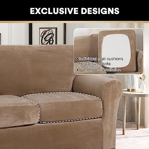 PrinceDeco Velvet Couch Cover Loveseat Covers for 2 Cushion Couch
