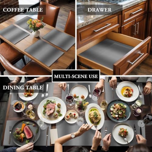Cotton Linen Placemats for Dining Table Set of 8 Gray Gradient Texture