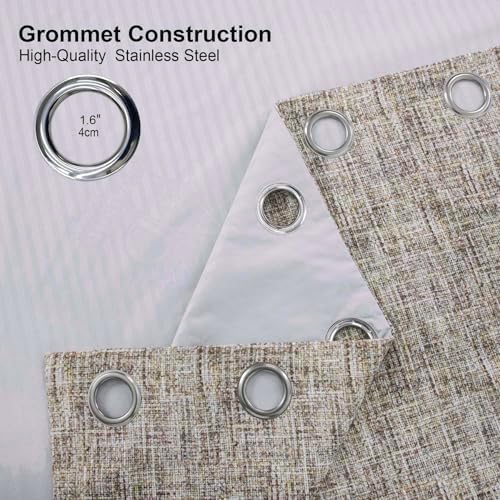 always4u 100% Blackout Curtains, Textured Drapes Linen Look for