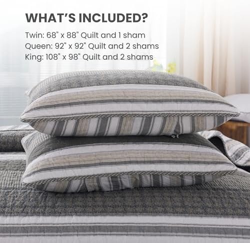 Soul & Lane - Madrona Cotton Quilt Set, Men's Bedding, King with 2