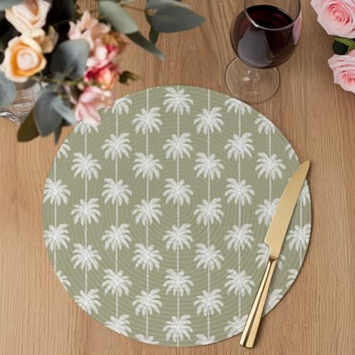 Rustic Tropical Trees Round Braided Placemats Set of Set of 8 Heat