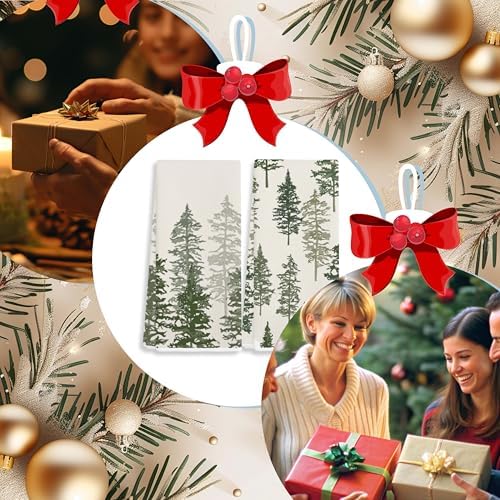 Christmas Decorative Kitchen Towels Set of 2–Watercolor Pine