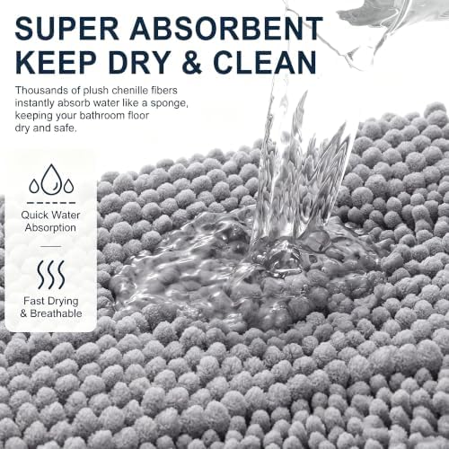 Smiry Thick Chenille Bathroom Runner Rugs 59x20, Absorbent Bath Mat