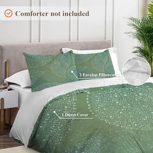 Shrahala Morning Dew 100% Cotton Duvet Cover Set Queen Size, Sage