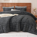 PHF Fluffy Sherpa Fleece Queen Comforter Set, 3 Pieces Warm Fuzzy Soft