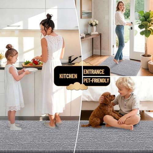 OLANLY Thick Chenille Bathroom Runner Rugs 59x24, Absorbent Bath Mat