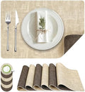 Fyvva Placemats Set of 6 Wipeable Reversible Faux Leather with