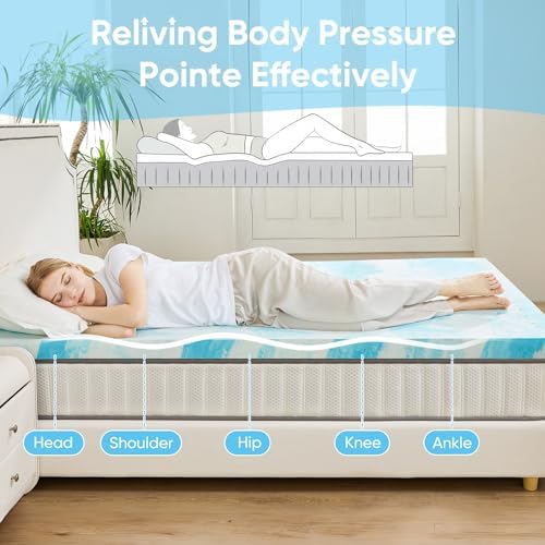 OLIXIS 3 Inch Queen Cooling Gel Infused Memory Foam Mattress Topper