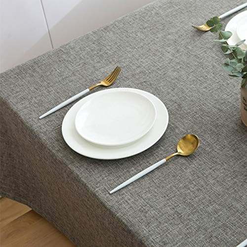 ZZenSmot Rectangle Solid Color Cotton Linen Tablecloth Washable